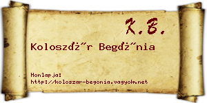 Koloszár Begónia névjegykártya